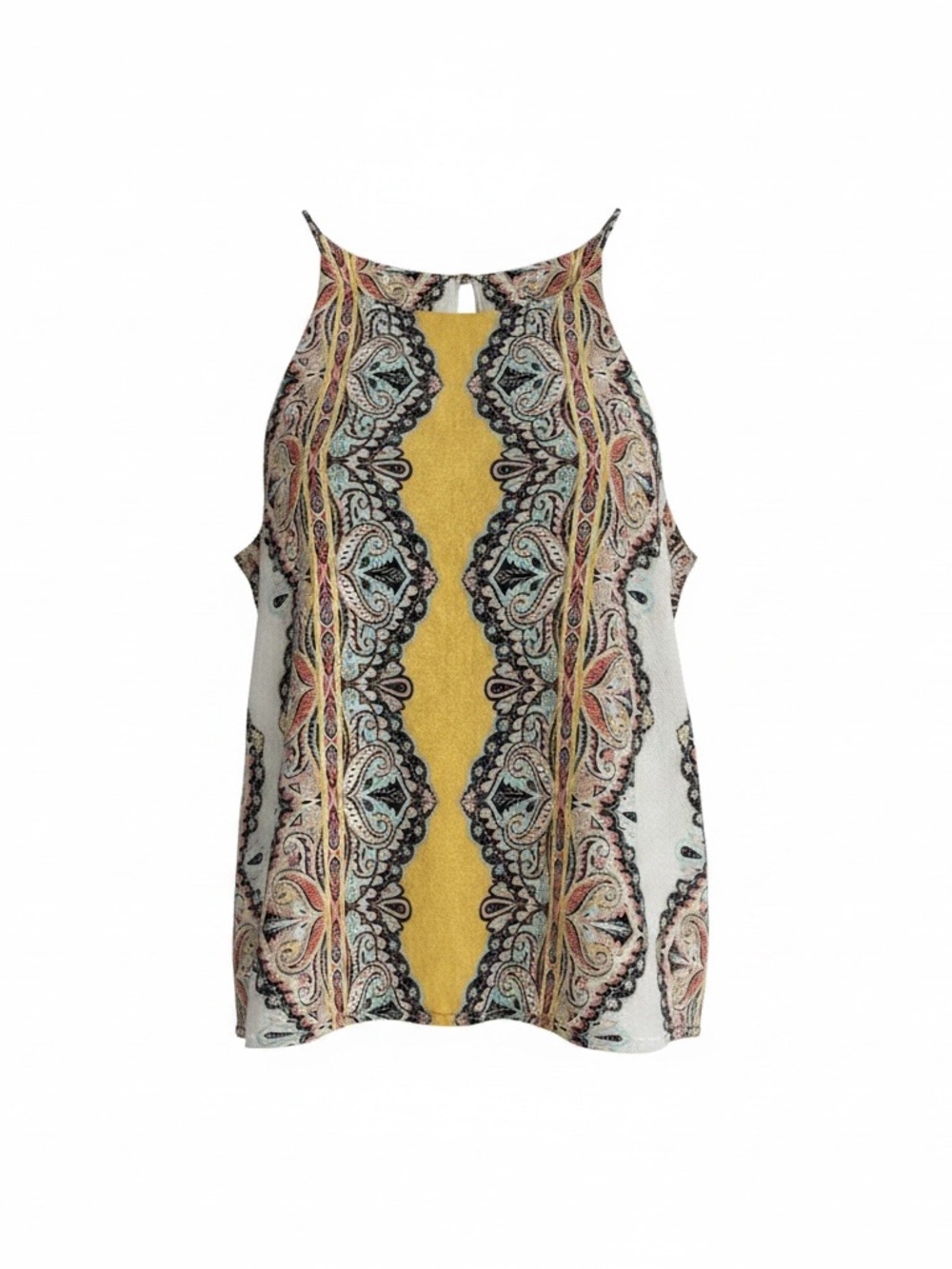 Verse Boho Halter Camisole in Yellow Paisley Print from Stitch Fix - Size Small